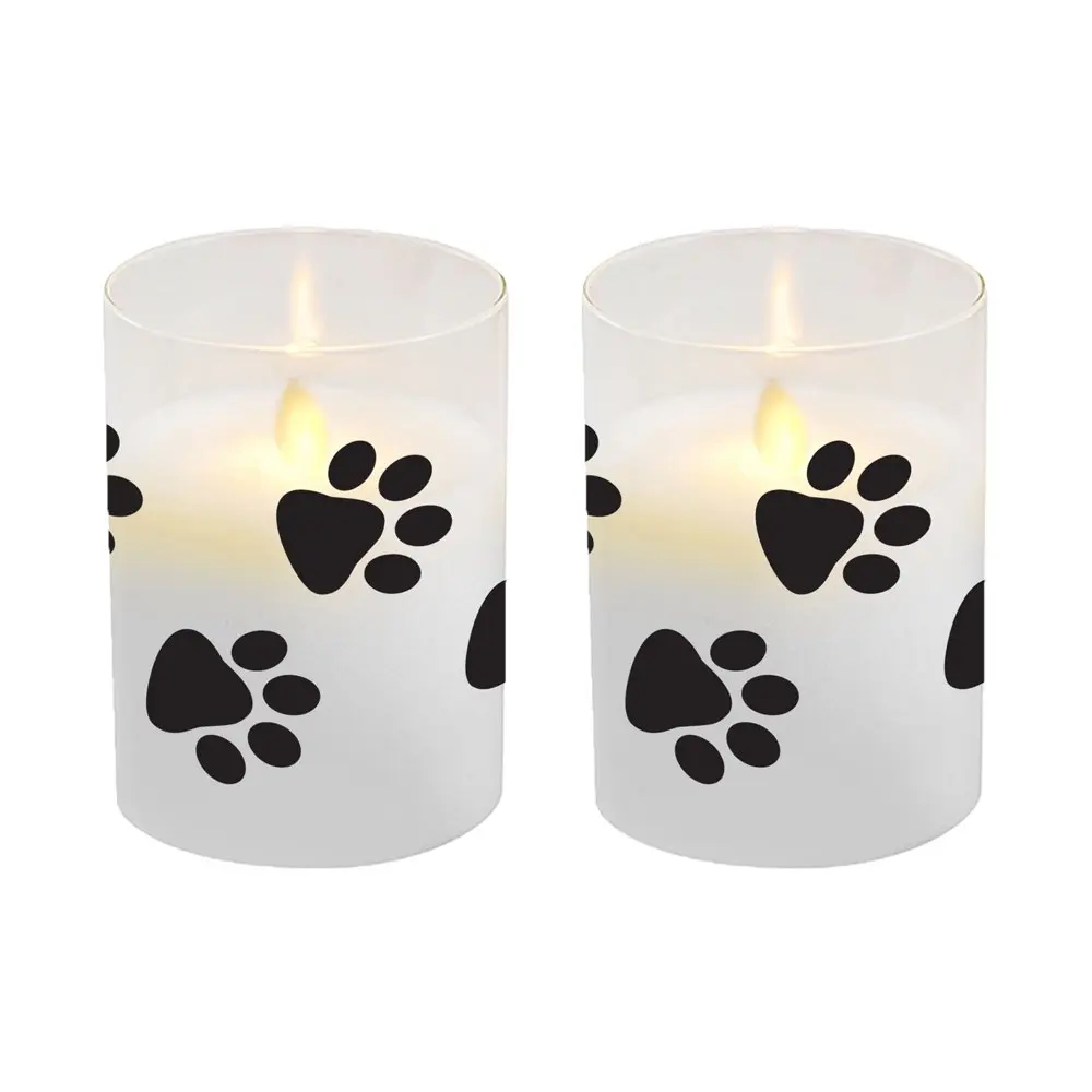 

Battery Operated Glass LED Candles, Print - Set of 2
