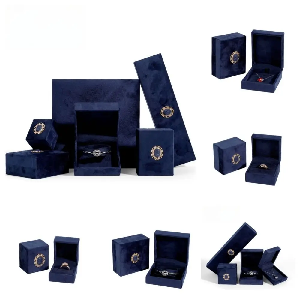 Текстурированная винтажная бархатная шкатулка для драгоценностей со стразами