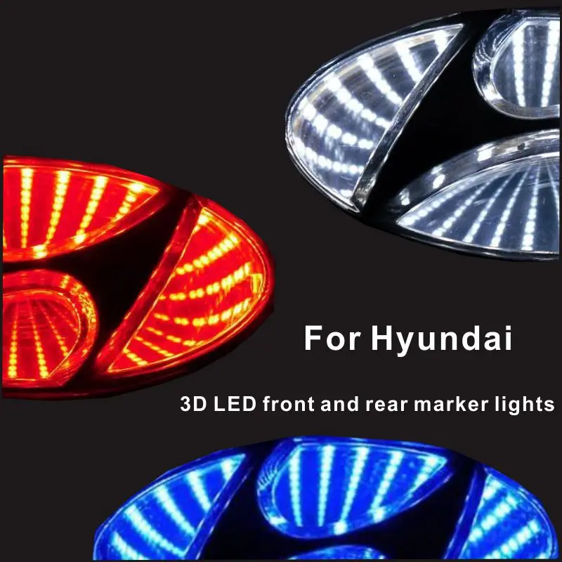 

3D Car LED Logo Car Light Decorative Light for Hyundai I30 Tucson Solaris IX35 Sonata Encino Verna Elantra Mistra Lafesta Accent