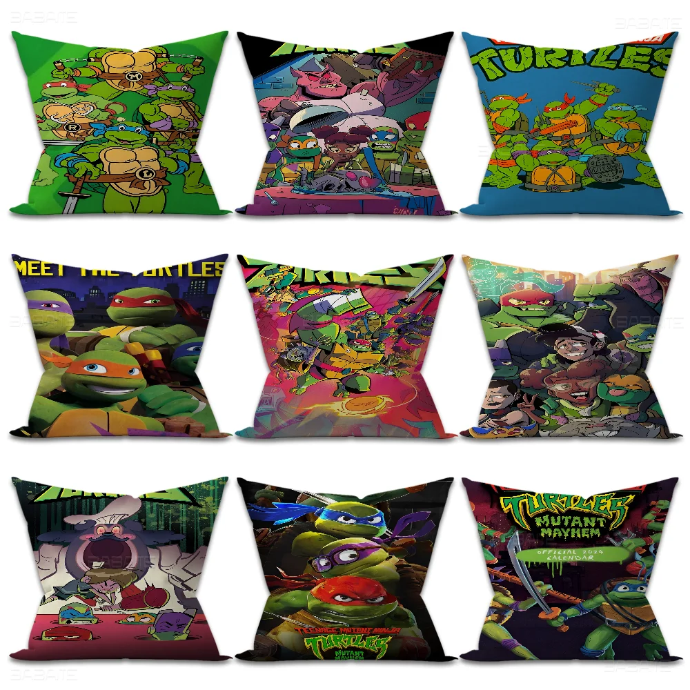 Film T-Teenage Mutant N-Ninja Turtles Pillow Covers Cartoon Sofa Decorative Home Double-sided Printing Short Plush Cute