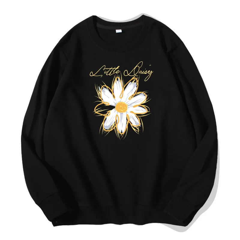 

Women Casual Clothes Fashion Pullover Chrysanthemum Flowers Print Sweatshirt Girl Pure Cotton Spring Hoodies Long Sleeve Tops