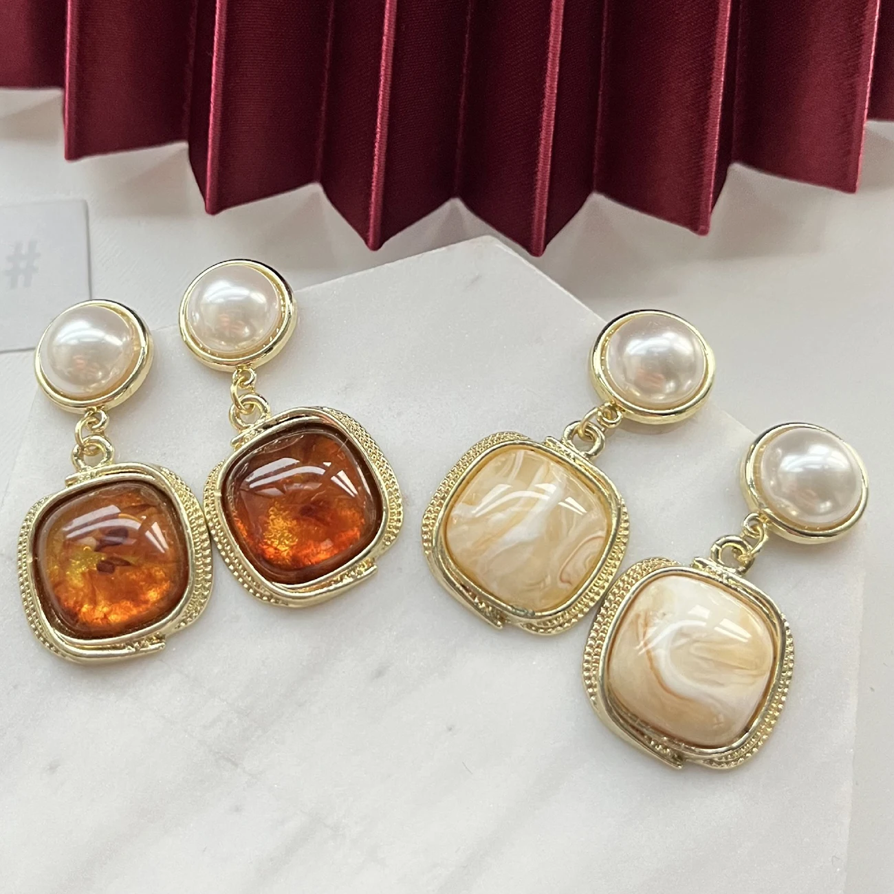 

Vintage Palace Geometric Pearl Earring for Women Versatile Simple Elegant Stud Jewelry Summer Accessories Wholesale Pendientes