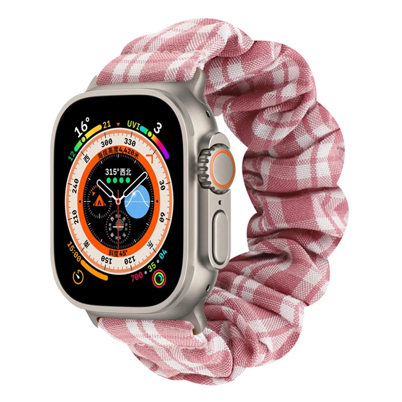 Scrunchie Strap for Apple watch band 44mm 40mm 38mm 42mm 45mm 41mm Solo Loop Soft Women bracelet for iWatch series 7 6 SE 5 4 3