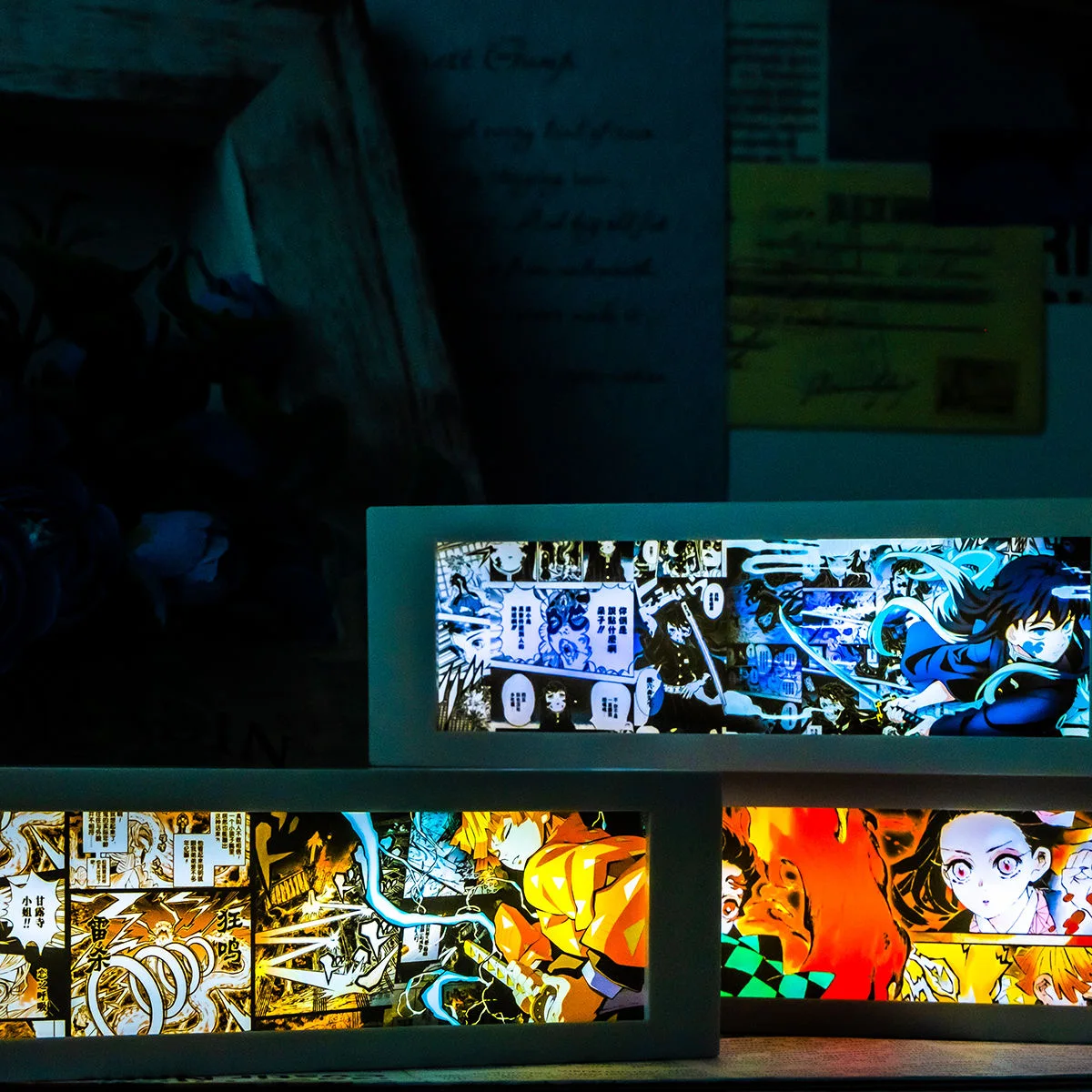 

3d аниме, дневная лампа, коробка, рассекающий демонов, камадо, танджиро, незуко, экшн-фигурки, игрушки, ночник, декор комнаты, модель Zenitsu ABS, подарок на Рождество