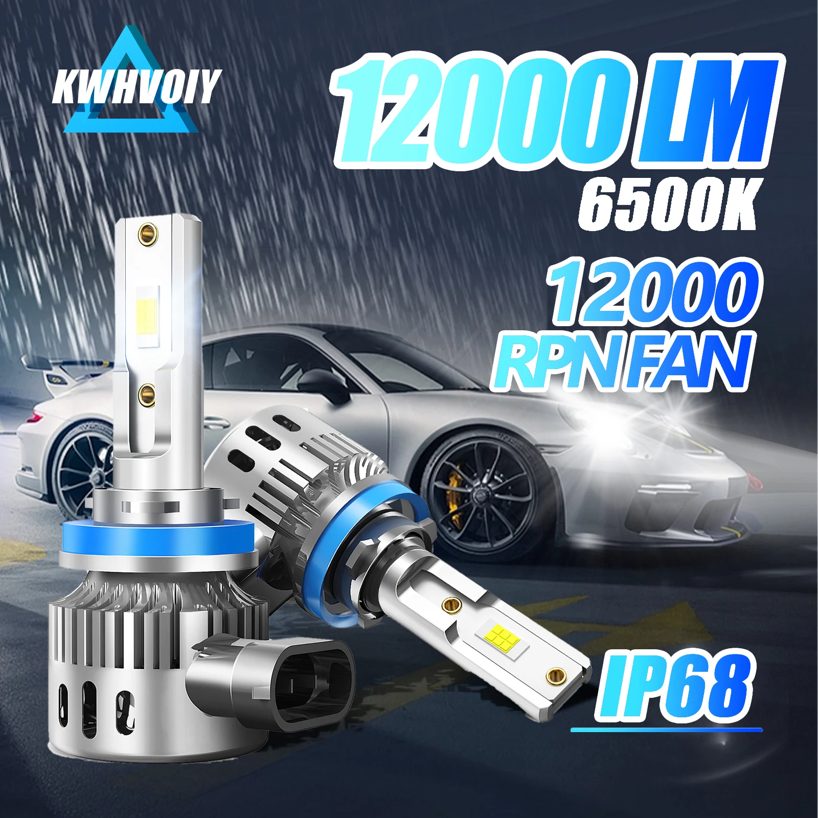 Лампы для противотуманных фар KWHVOIY, 80 Вт, H11, лампы для дневных ходовых огней H8, H9, H16, 6500K, белые автомобильные лампы для фар головного света, 12 В