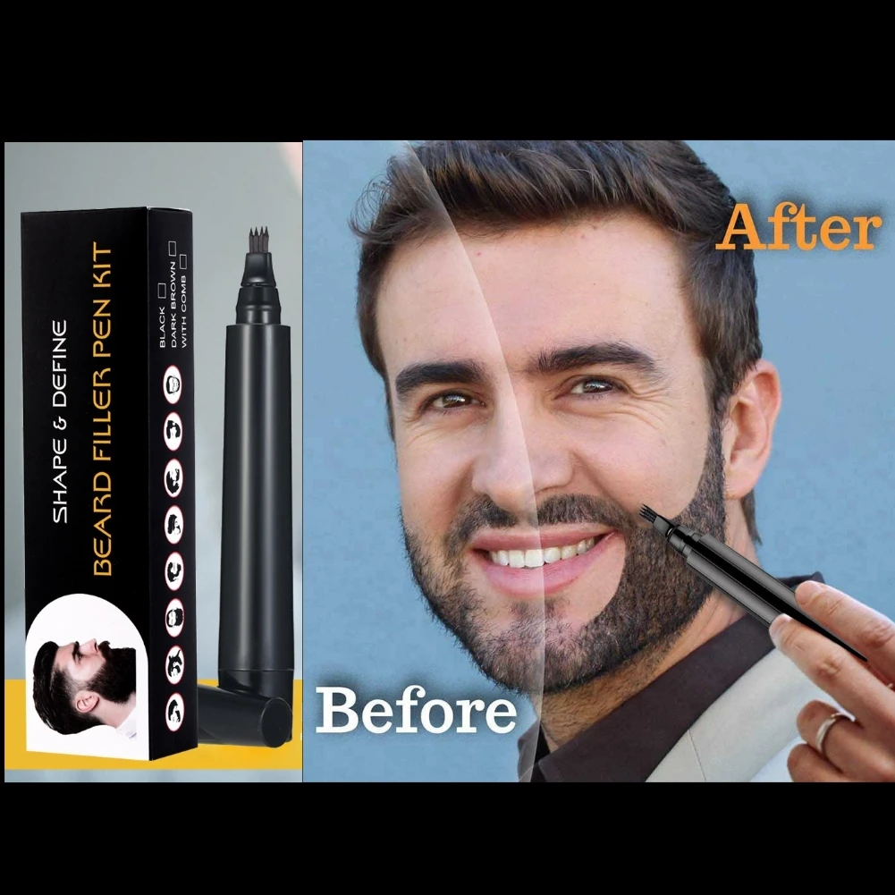 

Waterproof Beard Pen Beard Filler Pencil Brush Beard Enhancer Lasting Repair Facial Coloring Shaping Tool Pencil For Barber Shop