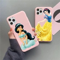 disney princess ariel snow white phone case for iphone 13 12 11 pro max mini xs 8 7 6 6s plus x matte candy pink silicone cover