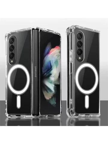 Прозрачный ударопрочный Магнитный чехол для Samsung Galaxy Z Fold 5 4 3 2