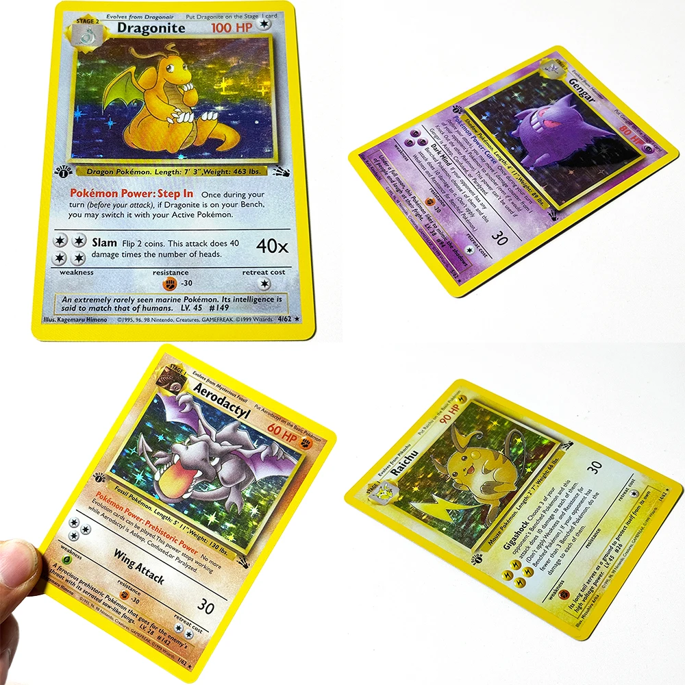 Коллекционные карты PKM 1st Fossil Foil Proxy Game DIY: редкие карты PTCG с изображениями Aerodactyl, Articuno, Gengar, Zapdos, Lapras, Moltres, Kabutops, Ditto, Haunter (art.: 3920da33603ea) - 3920da33603ea