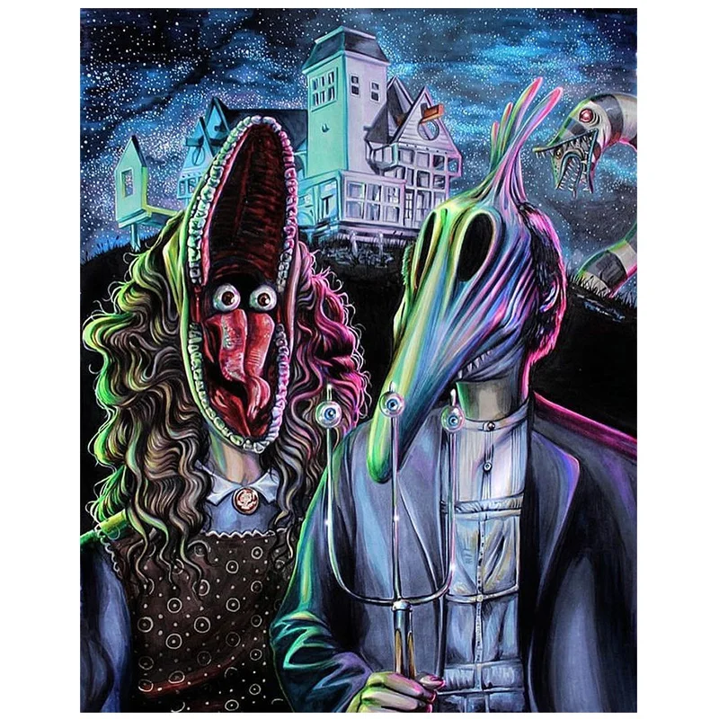 AB Алмазная вышивка крестиком Монстр за замком 5D DIY горный хрусталь картина