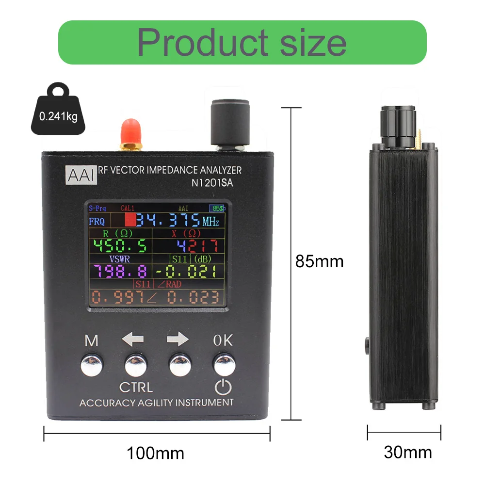 N1201SA+ 34.375MHz～2700MHz UV RF Antenna Analyzer SWR Meter Tester With Aluminum Alloy Shell For Reactance Resistance Impedance