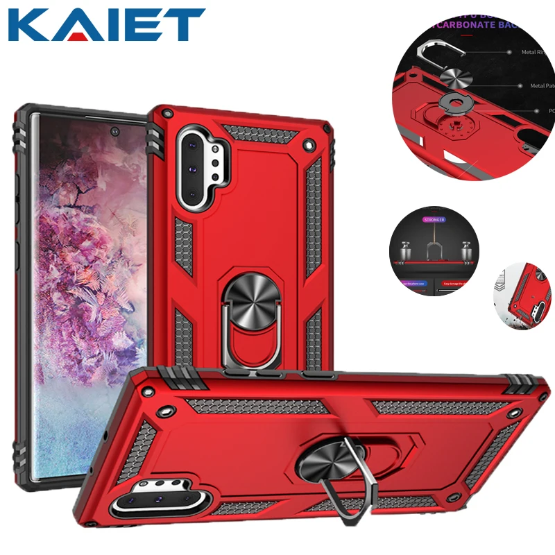 

KAIET Shockproof Phone Case For Samsung NOTE 8 9 10 20 10Lite Magnetic Ring Stand Armor Cover For Galaxy Note 20Ultra 10Plus 5G