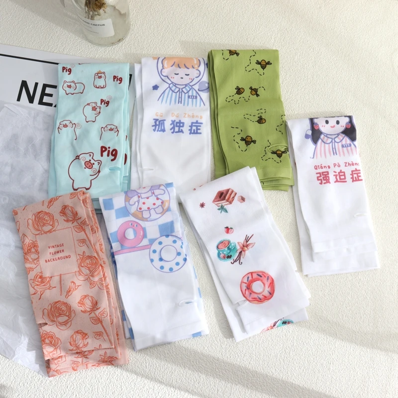 

Summer Thin Women's All-Match Ins Cute Cartoon Character Ice Sleeve Driving Ice Arm Oversleeves Sun-protective Sleeve women
