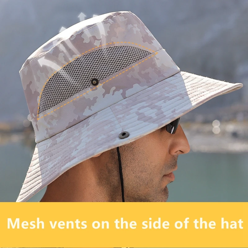 Tactical Camouflage Cap Military Multicam Sun Visors Bucket Hat Hunting Hiking Outdoor Sports Beach Wide Brim Fishing Panama Hat