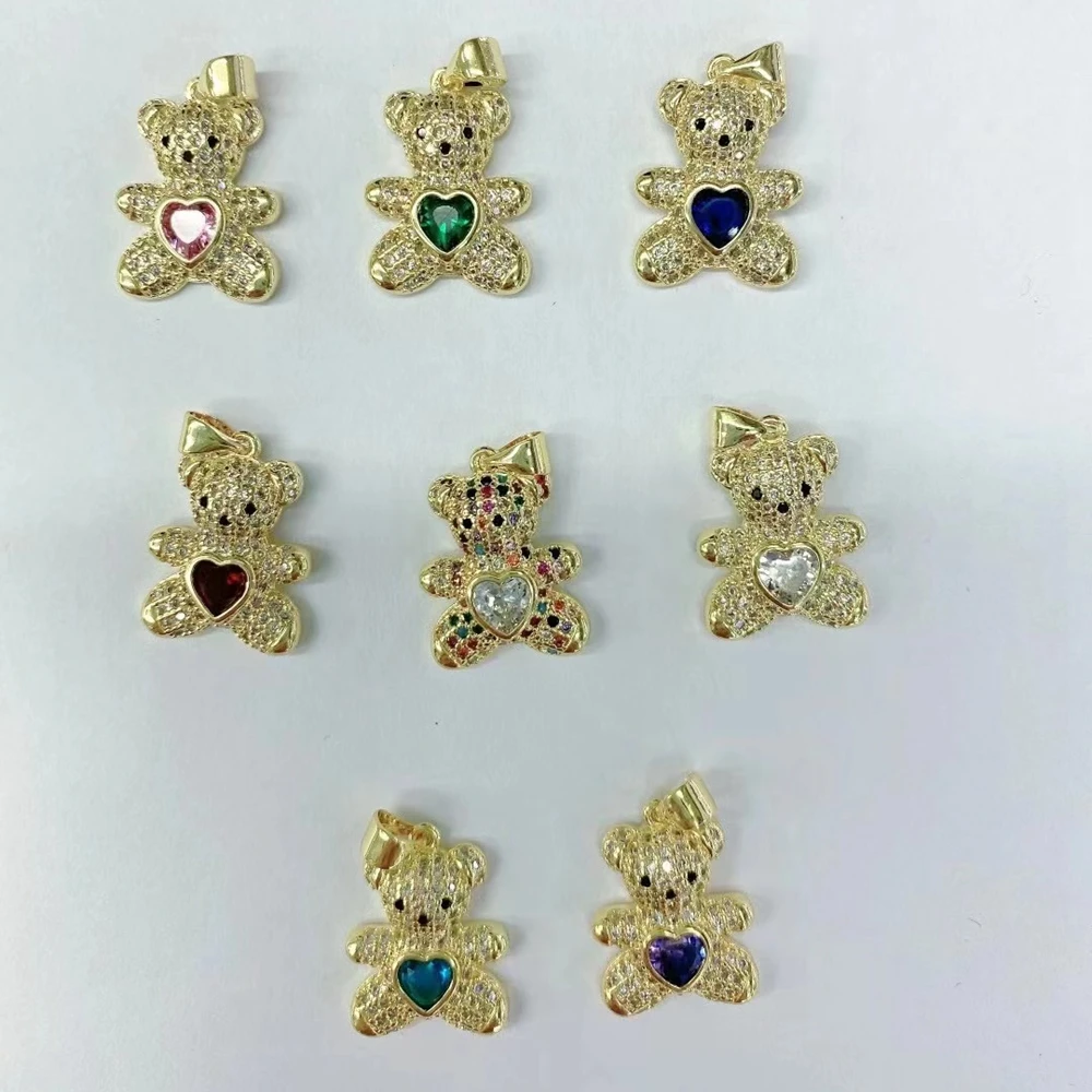 

10PCS, Charms Beautiful Hearts Crystal Bear Charms Bear Charms Pendants for Necklaces Bracelets DIY Jewelry Making