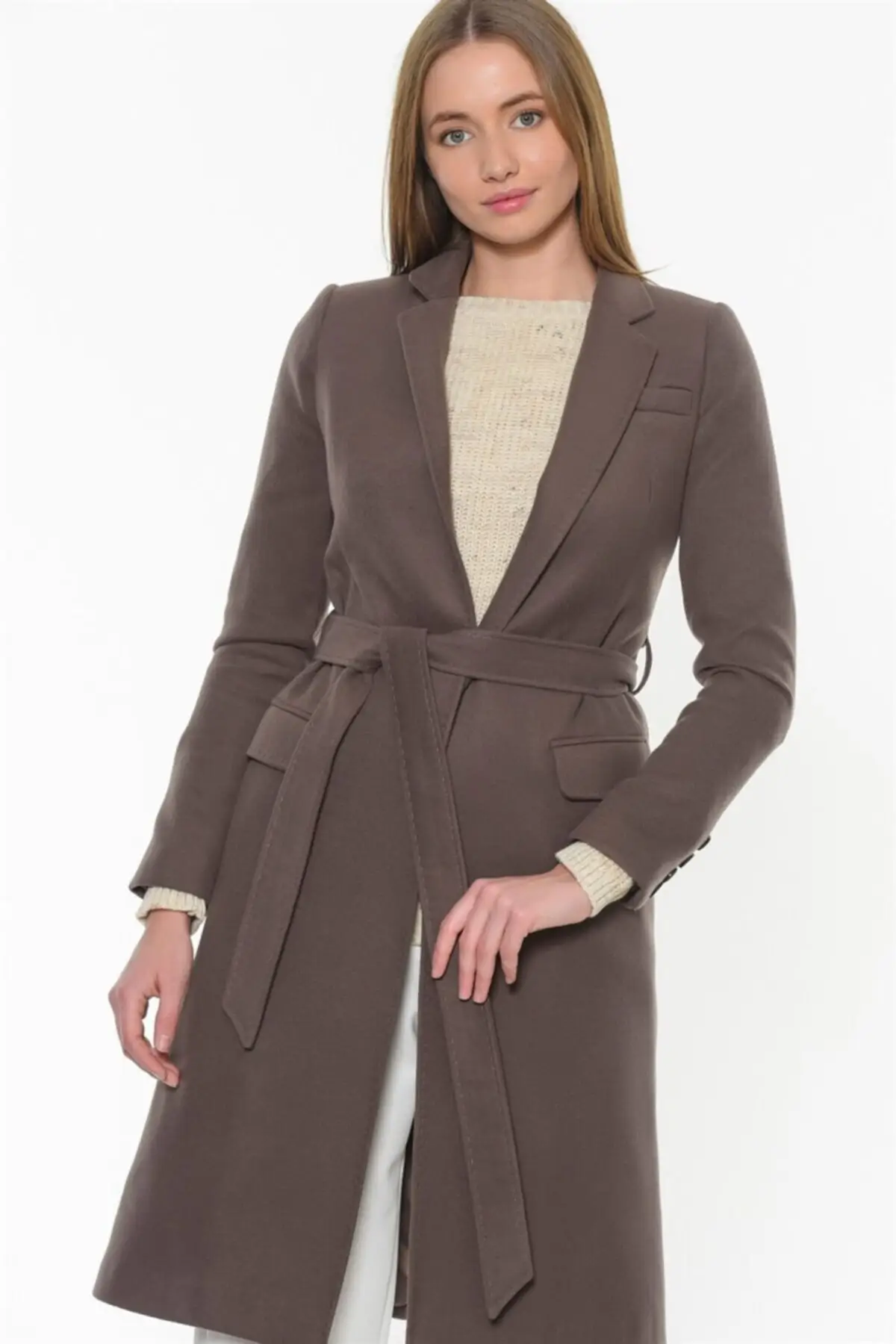 Women's Coats Mink Color Long Sleeve Thick Belt Stylish Elegant Useful 2021 Winter Autumn Fashion Outerwear Coats