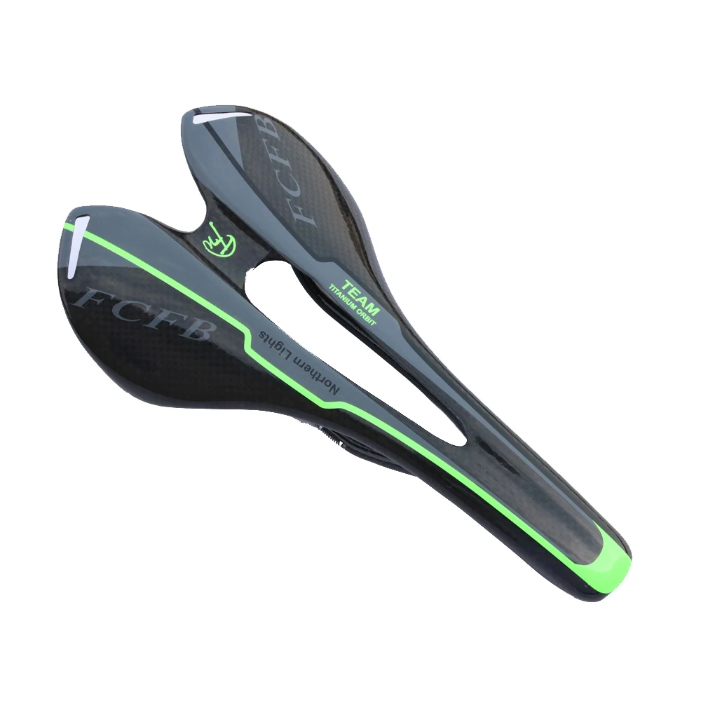 

FCFB full carbon fiber road mountain bike bicycle saddle MTB full carbon saddle Front seat mat rod/green/blue 3K gloss cycling
