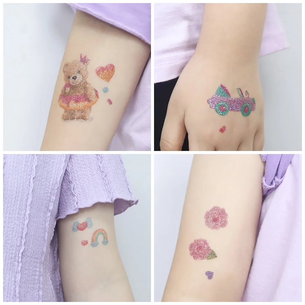 14 видов блестящих бриллиантовых татуировок для детей мультяшный единорог замок