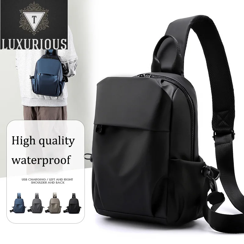 

Waterproof and Anti-theft Men's Chest Pack High Quality Nylon Solid Color Crossbody Bags Casual Travel Storage Shoulder Bag Male