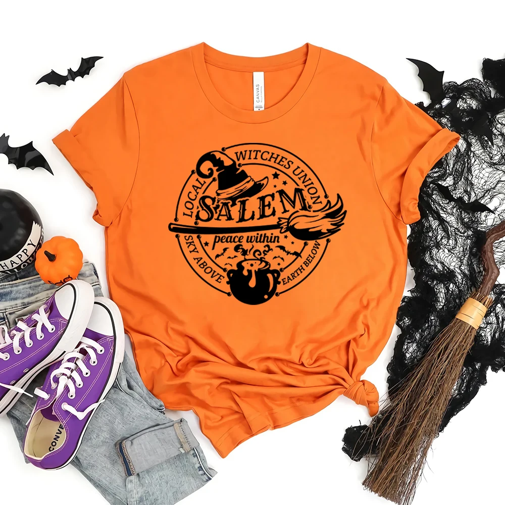 Halloween Local Witches Shirt Women Halloween T-Shirt Funny Witch Graphic Tee Pagan Salem Local Witches Union Shirts Fall Tops