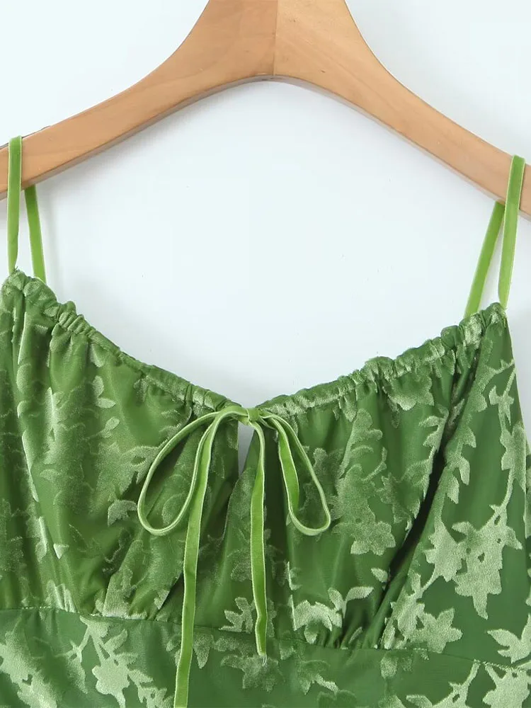 Новинка 2024 французское ретро платье из зеленого бархата в китайском ретро-стиле