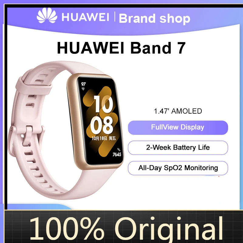 

Умные часы HUAWEI Band 7, круглосуточный мониторинг насыщенности крови кислородом, 2 недели без подзарядки, мониторинг сердечного ритма