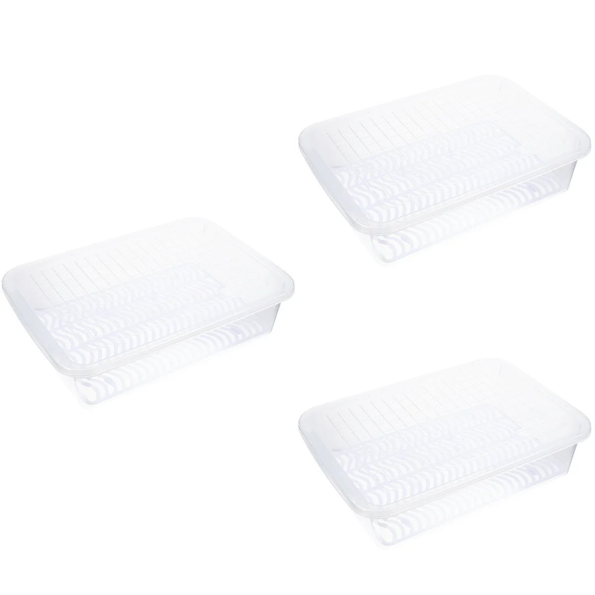 

3 Sets of Keeper Organizer Airtight Produce Saver Container with Drain Plate