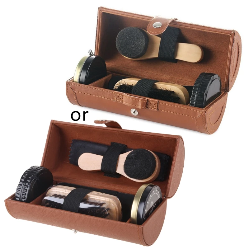 

2023 New Shoe Shine Brush Kit Shoe Care Kit Shoes Brush Polishing & Cleaning Kit with Pu Leather Sleek Elegant for CASE for