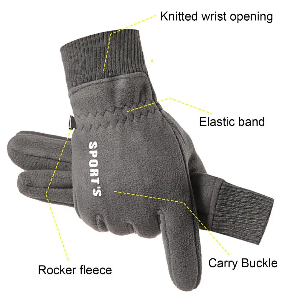 

1 Pair Cycling Gloves Plush Lining Male Windproof Coldproof Full Finger Gloves Ridding Gloves for Outdoor