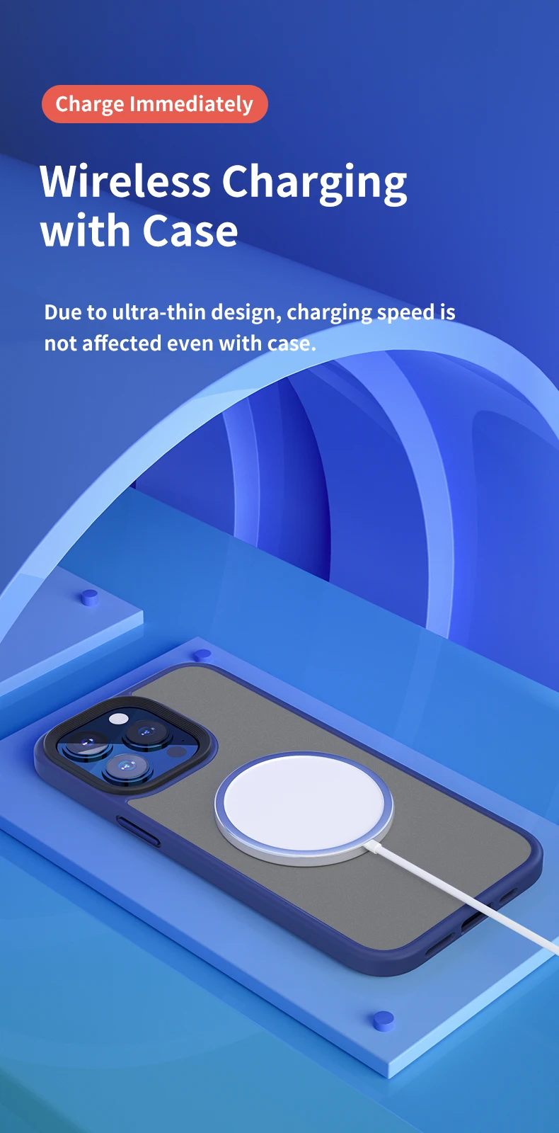 Rock Shockproof for iPhone 14 Pro Case,Translucent Matte Hard Back with Silicone Slim Protective Anti-Fingerprint Anti-Scratch