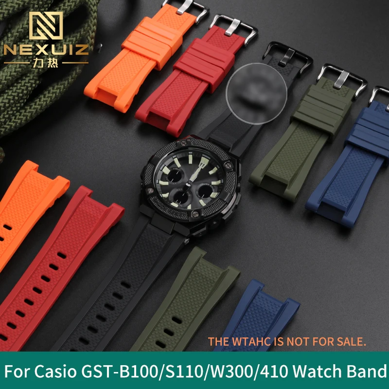 

Специальный вогнутый силиконовый ремешок для часов Casio GST-B100/S110/W300/410 мужской резиновый ремешок для часов 26 мм водонепроницаемый и мягкий браслет