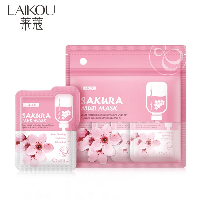 

LAIKOU Japan Sakura Mud Face Mask Anti Wrinkle Night Facial Packs Skin Clean Dark Circle Moisturize Anti-Aging For Face Care