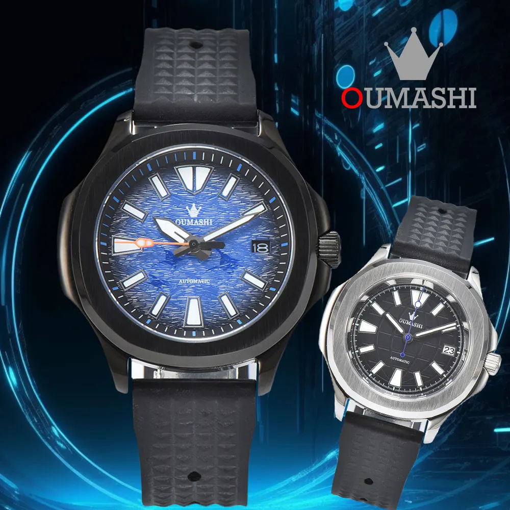 OUMASHI Grenade Мужские часы 42 мм NH35A Автоматические роскошные с механизмом Сапфировое