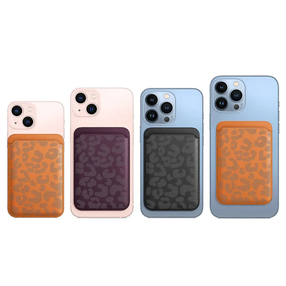 Фото Модный серый картхолдер с леопардовым принтом на магните для iPhone 17 Pro Max, Samsung Galaxy S26 S25 Ultra, чехол-кошелек для MagSafe №5