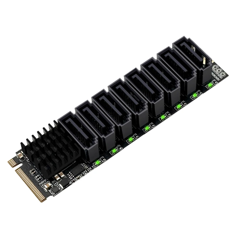Фото Карта расширения M.2 PCIE на SATA ASM1166 6 Гбит/с NVME M.2 M-Key PCIE3.0 с 8 портами SATA3 и интеллектуальным индикатором для настольных ПК №4