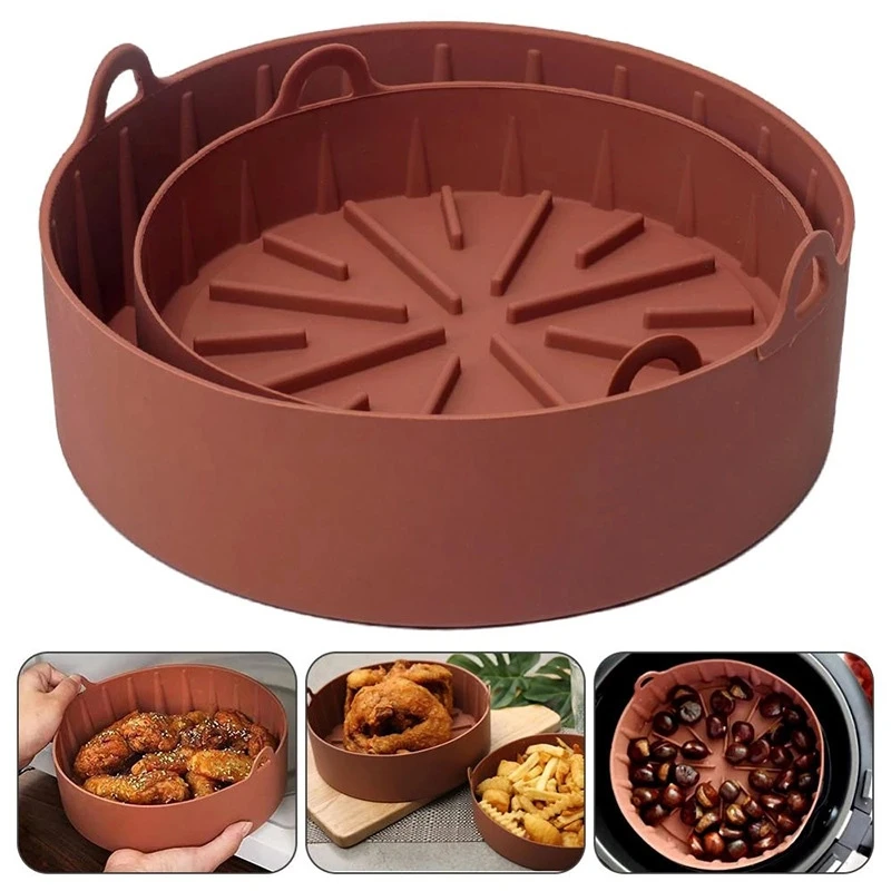 

Air Fryer Fryer Accessories Reusable Airfryer Silicone Pot Baking Basket Pizza Plate Grill Pot Kitchen Cake Cooking Baking Tools