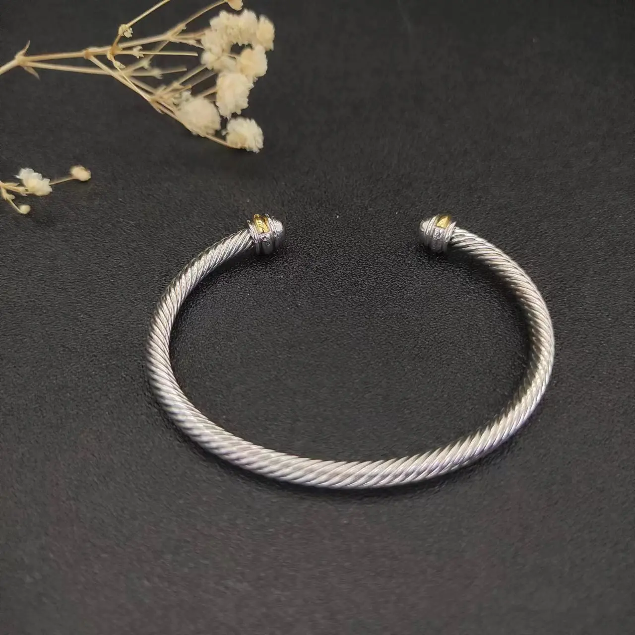 

4MM Round Head Color Separation Bracelet Buckle in Sterling Silver with 18K Rose Gold PLATED