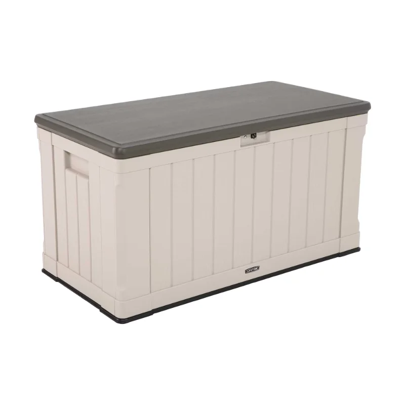 

Lifetime Heavy-Duty 116 Gallon Plastic Deck Box, Desert Sand Storage Boxes Organizer Organizers Storage