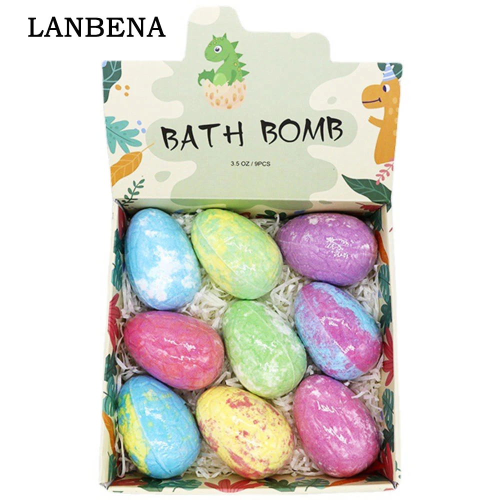 

9pca Bath Bombs for Kids with Toys Inside Colorful Egg Bath Fizzies with Dinosaur Surprise Gentle Kids Safe Spa Bath Fizz Balls