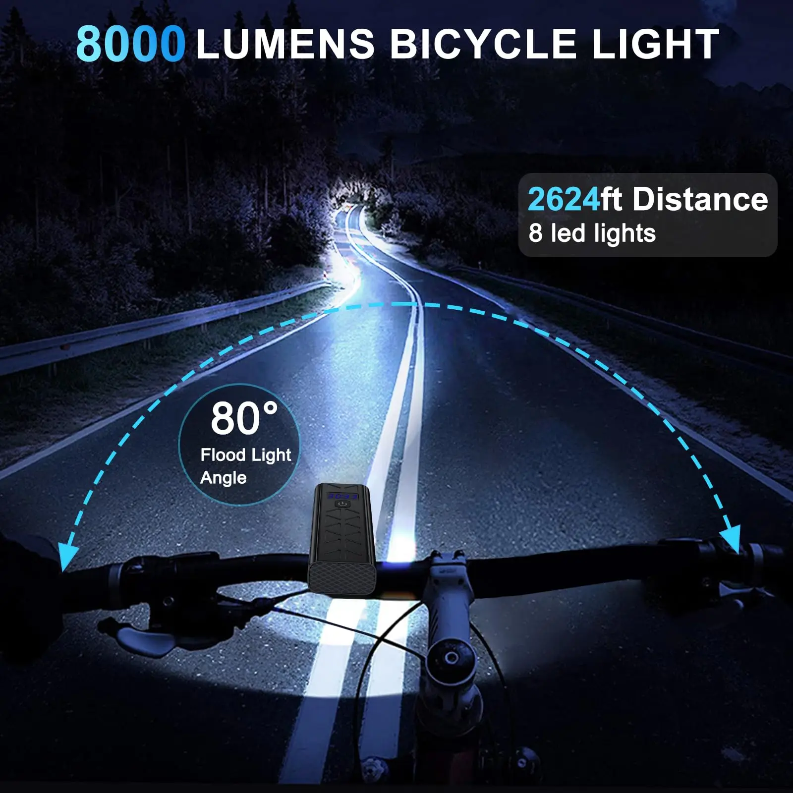 Аккумуляторный велосипедный фонарь 8000 Люмен USB передняя фара и задняя с 5 + 4