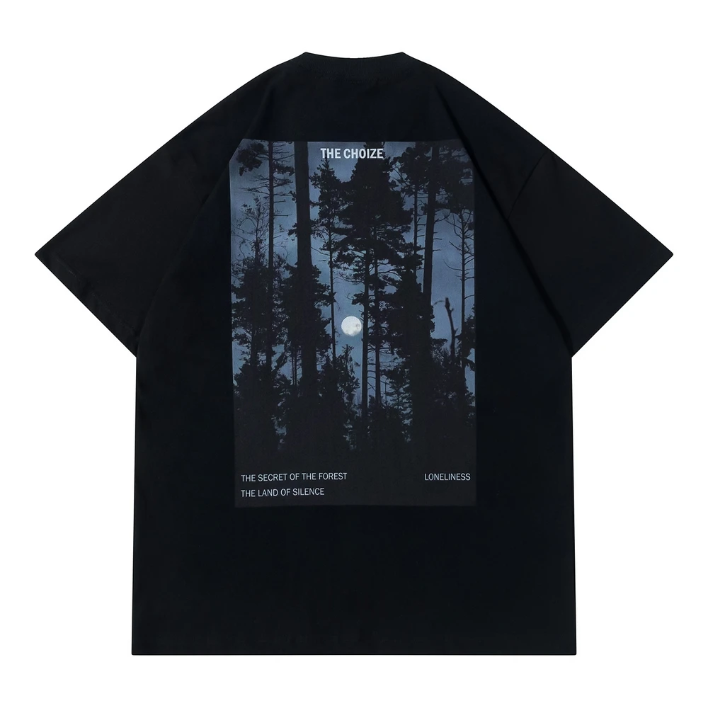 

Goth Dark Forest Print Oversized Y2k Men T Shirts Streetwear Retro Vintage Clothes T-shirts 2022 Summer Casual Tops Cotton Tees