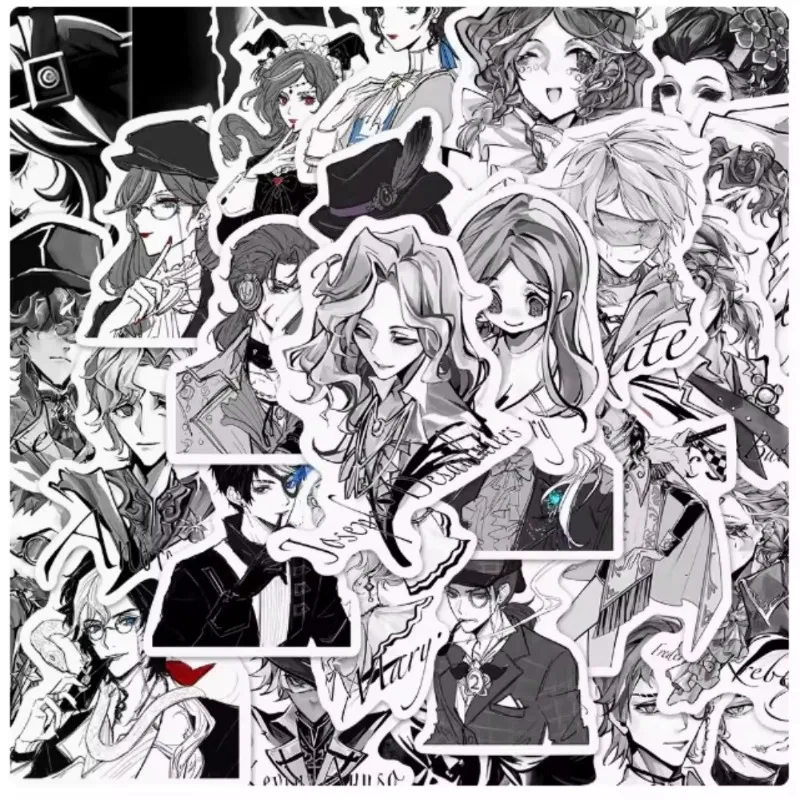 Стикеры черно-белые с персонажами мультфильмов 10/52 шт.