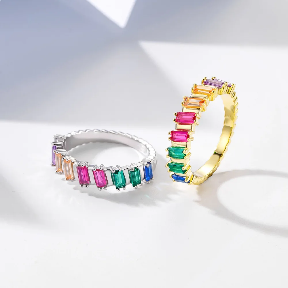 

Стиль 925, серебристый стиль, 14k, ouro, с соответствующей цветопередачей, красочный трапециевидный, продолговатый