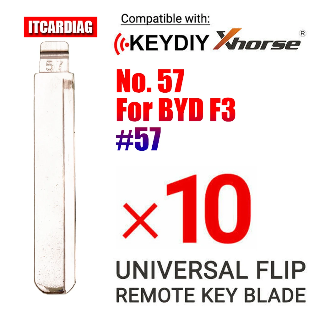 

10Pcs/Lot NO.57 Key Blade for BYD F3 Left Side Replacement Car Blanks key Blade Side Groove