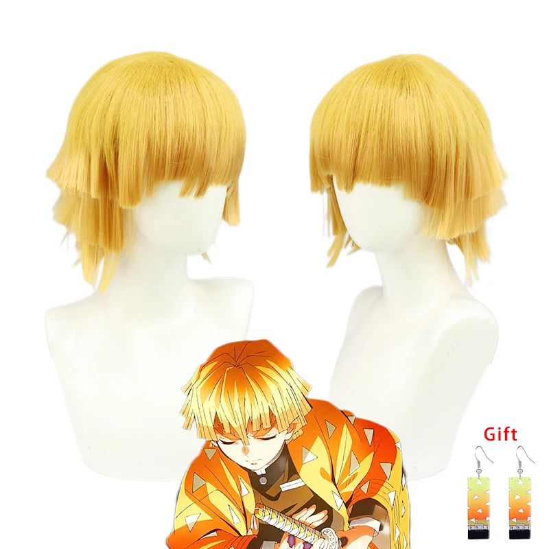 

Парик для косплея аниме «рассекающий демонов», Короткие золотистые и коричневые волосы для Хэллоуина, агатсума зенитсу