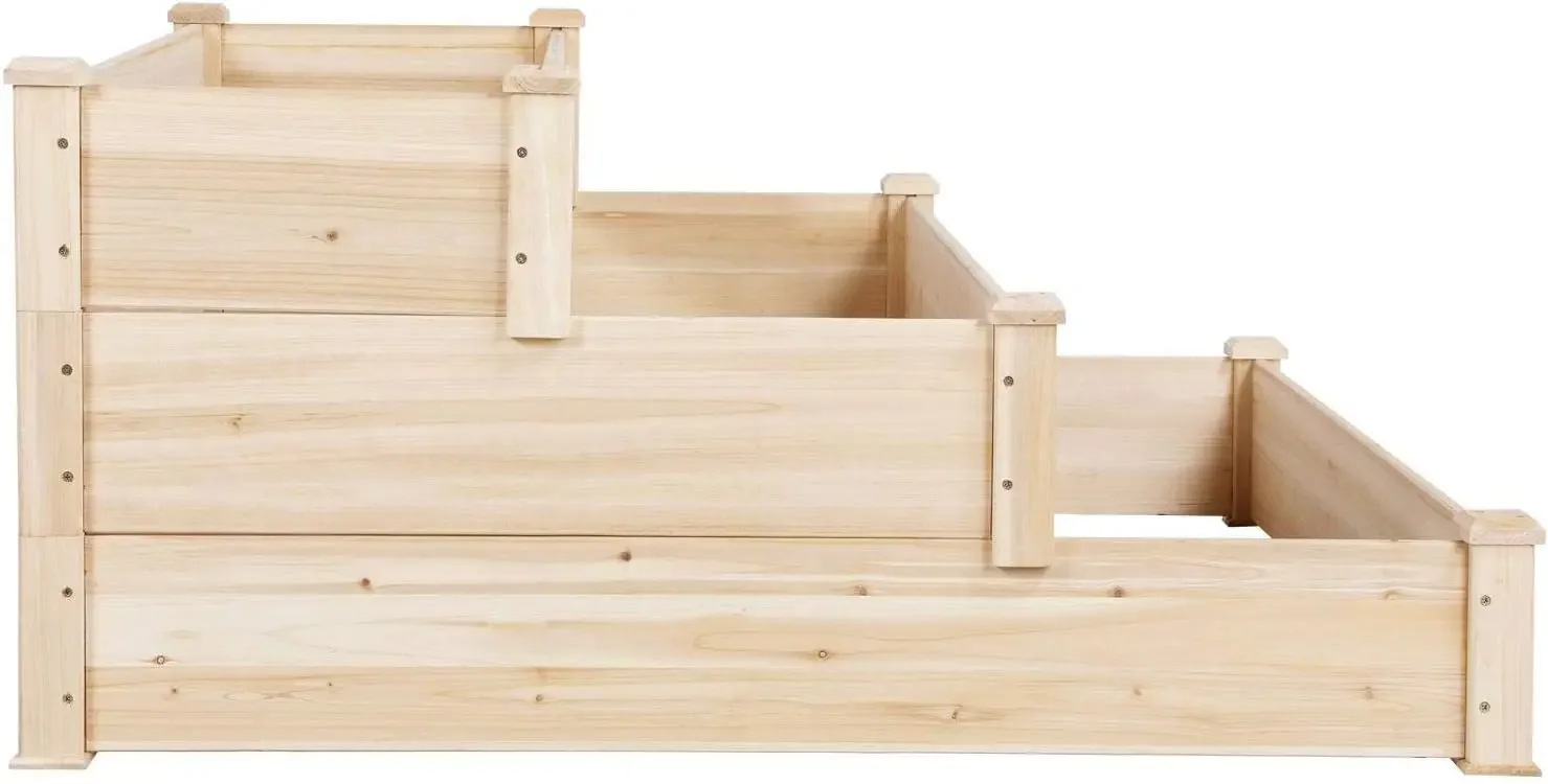 3-хэтажная приподнятая садовая кровать деревянный садовый ящик для