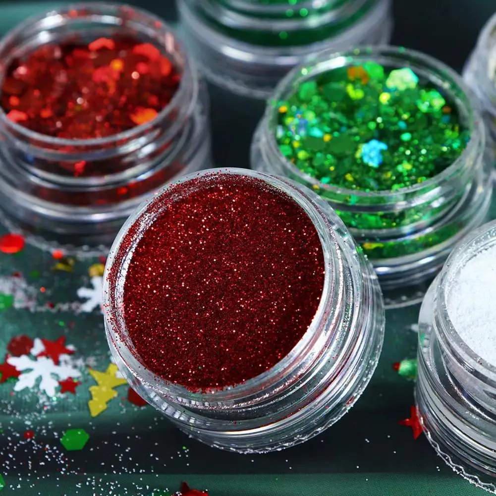 

Festive Nail Glitter Festive Snowflake Glitter Set 6 Bottles of Christmas Nail Sequin Flash Powder for Easy Stunning Nail Art