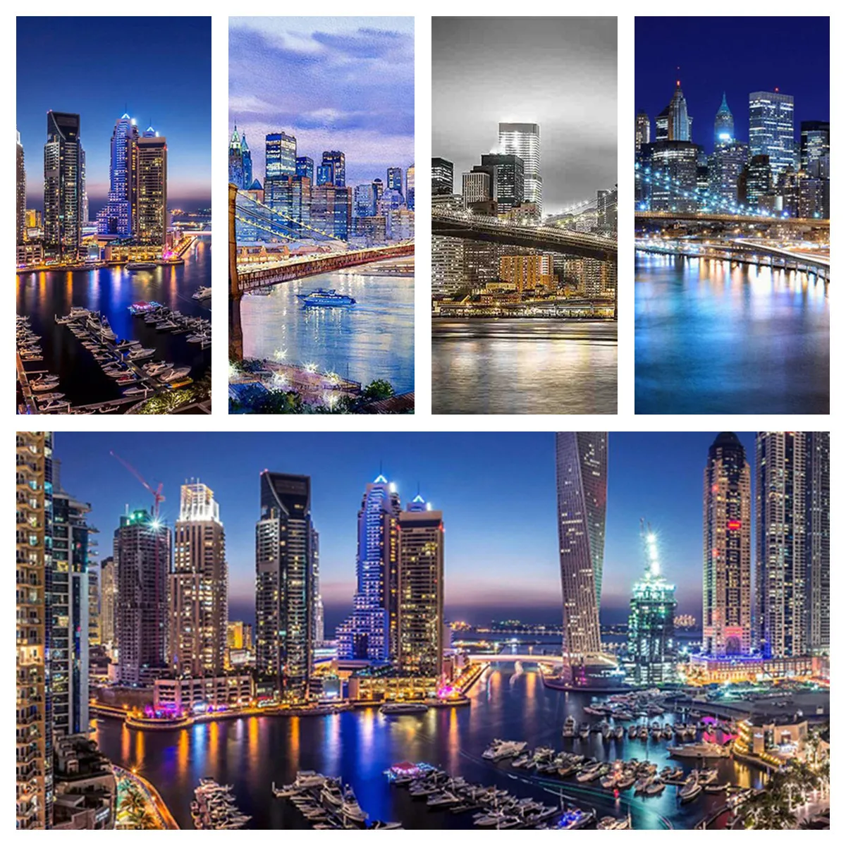 AB инструменты для вышивки картин со стразами городская картина ночного вида