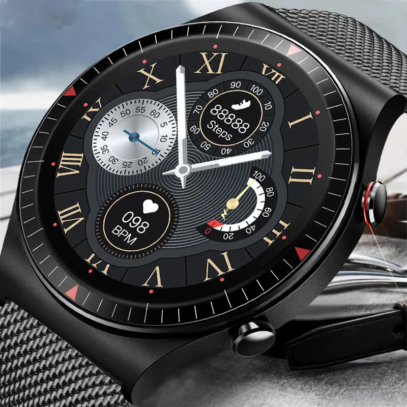 

For Samsung Xiaomi Huawei Smart Watch Steel Men Bluetooth Call Heart Rate Sleep Monitor Full Touch Screen Sports SmartWatch +Box