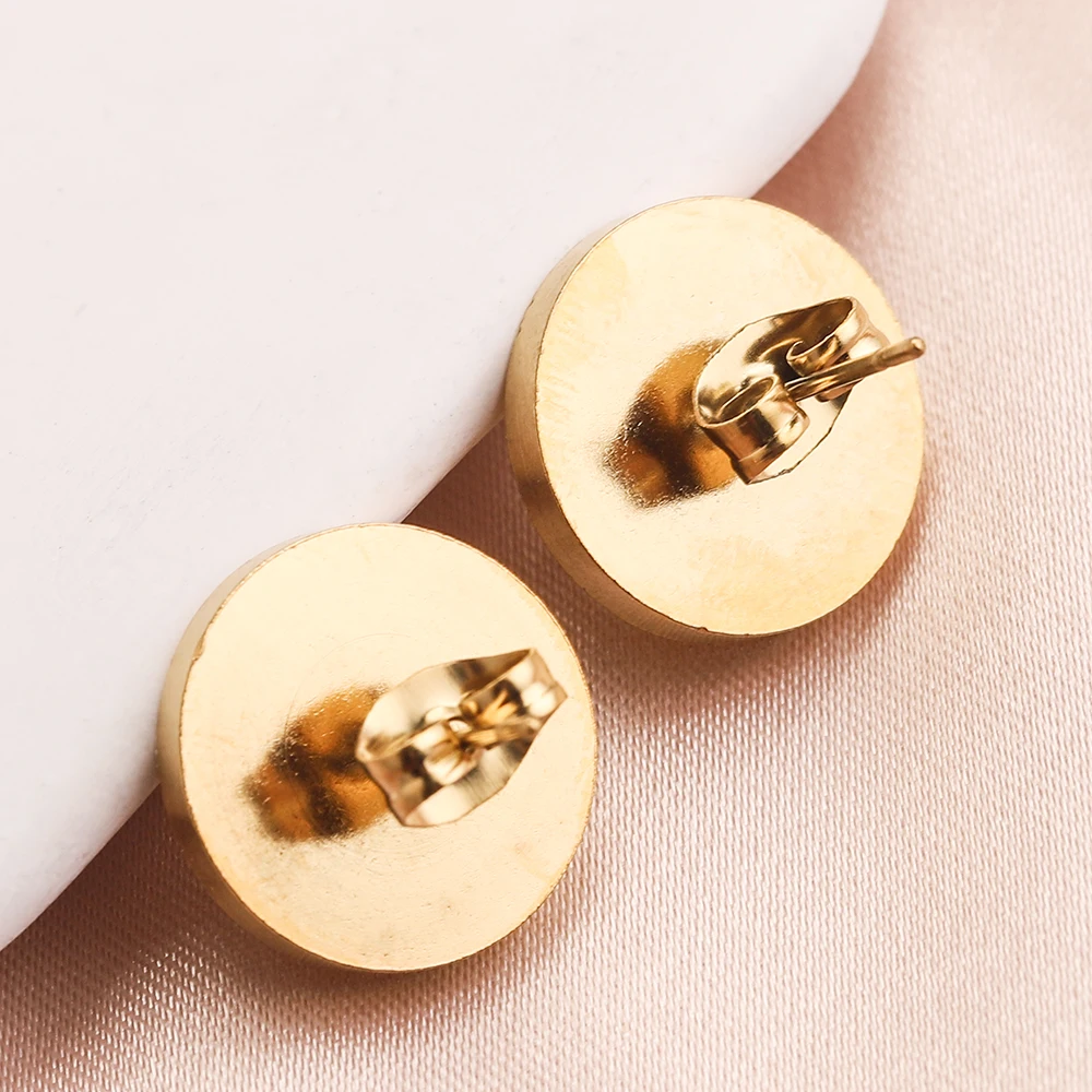 

10/20pcs 6 8 10 12mm Gold Stainless Steel Flat Stud Earrings Setting Thicken Blank Resin Cabochon Base DIY Jewelry Supplies